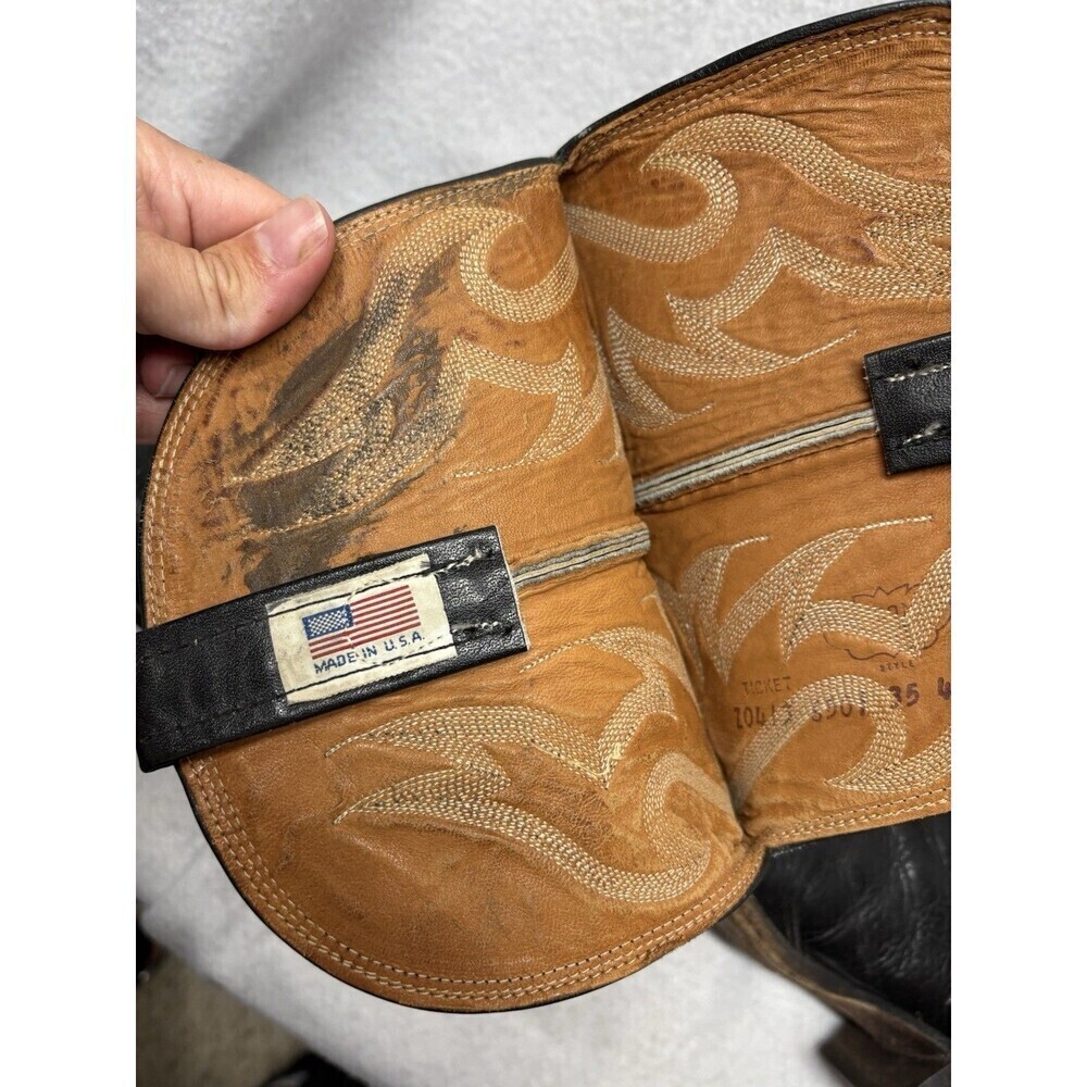 Nocona Boots Mens 12 D Black Lizard Leather Pull On Western Cowboy Rodeo USA VTG - Picture 7 of 7